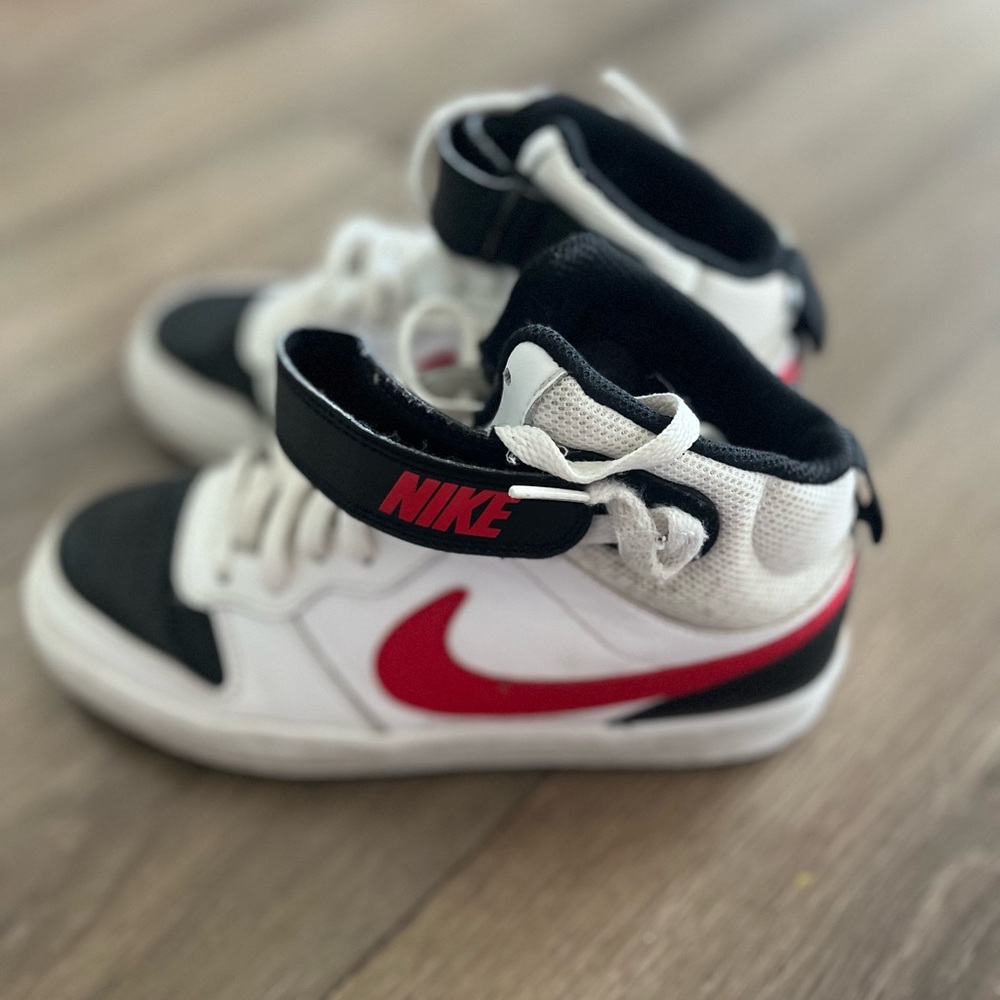Nike Court Borough Mid CD7782-110 Boys Casual Shoes (White/University RED-Black) - Picture 2 of 9